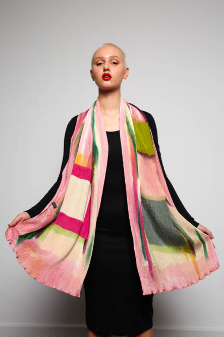 pink silk scarf