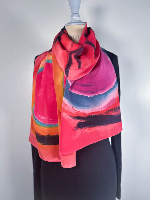 coral silk scarf