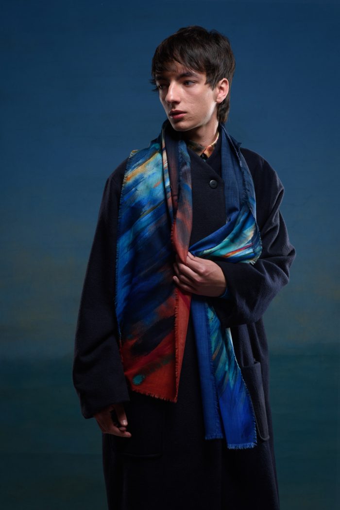 blue wool scarf